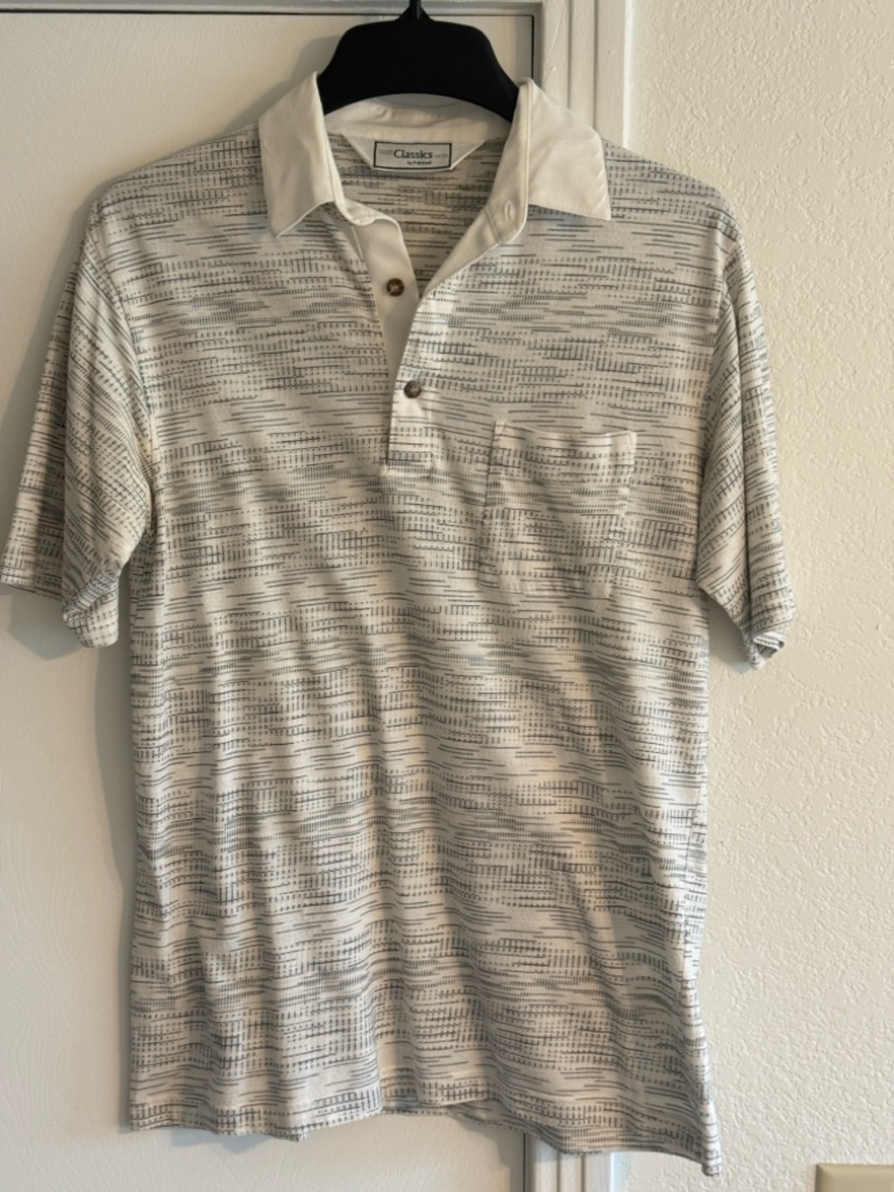 Men's White Patterned y2k Polo Shirt